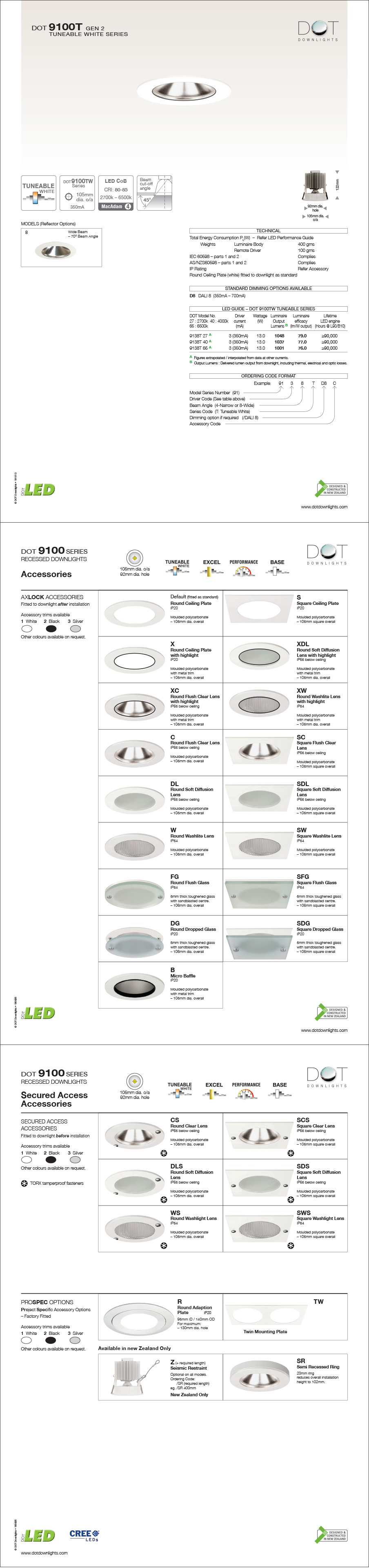 DOT 9100XL LED Downlight Data Sheet