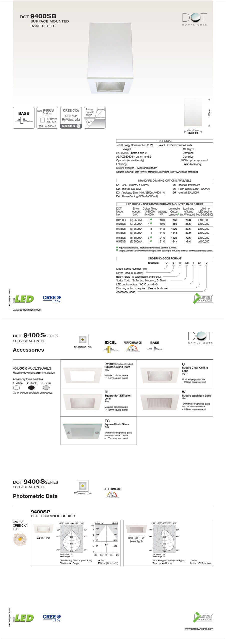 DOT 9400SB LED Downlight Data Sheet